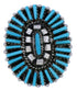 Turquoise Southwest Needlepoint Silver Ring Size 4-3/4 YX33899